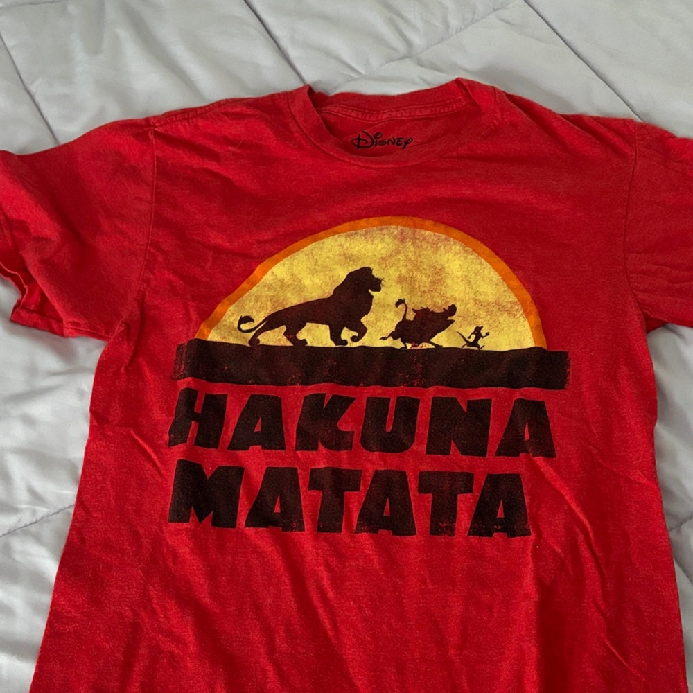 Disney Red Tee with Yellow Sunset Hakuna Matata Graphic